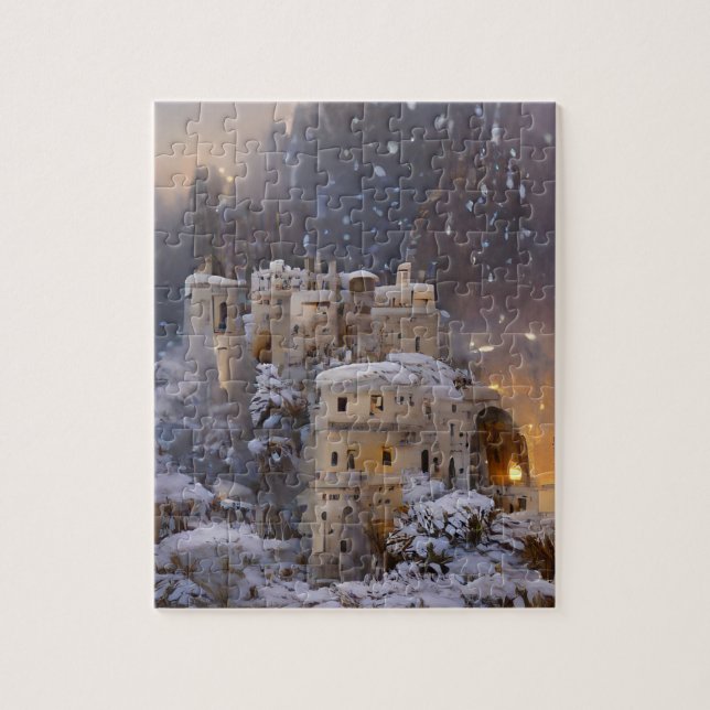 Puzzle Terrain D'Hiver, Château En Neige, Peinture De Châ (Vertical)
