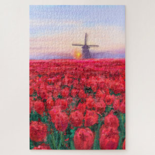 Puzzle Terrain Tulips - Paysage - Printemps aux Pays-Bas
