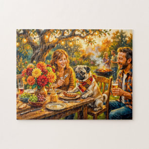 Puzzle Terrasse de barbecue de famille fantaisiste Illust