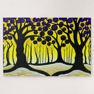 Puzzle Terre Abstraite de paradis forestier jaune et pour