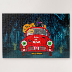 Puzzle Terre-Neuve Chien voiture effrayant Halloween