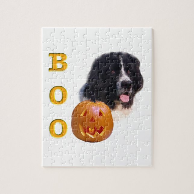 Puzzle Terre-Neuve Landseer Halloween Boo (Vertical)