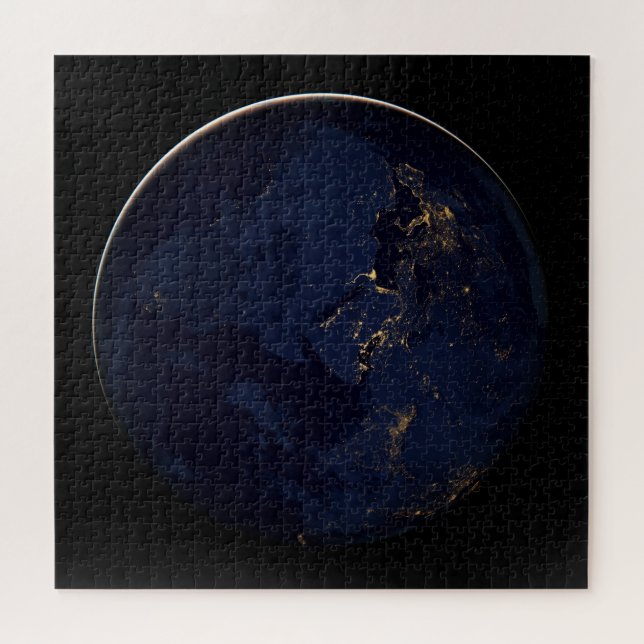 Puzzle Terre Pleine Avec Lumières De Ville (Horizontal)