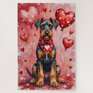 Puzzle Terrier Airedale Saint-Valentin Art Chien avec des