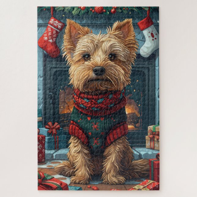 Puzzle Terrier Australien avec des cadeaux de Noël Chemin (Vertical)