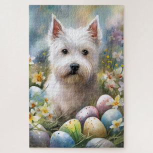 Puzzle Terrier blanc de l'Ouest de l'Écosse Œufs de Pâque