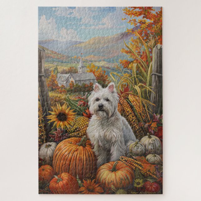 Puzzle Terrier Blanc de West Highland, Action de grâce d' (Vertical)