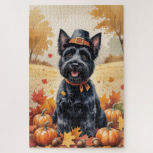 Puzzle Térrier Écossais Dans L'art De La Fête De Thanksgi