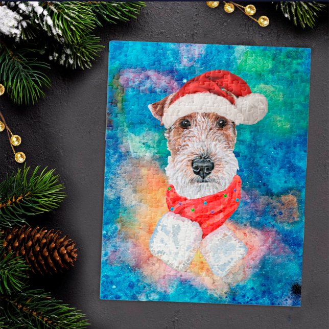 Puzzle Terrier Fox à poil dur de race Chien Noël  (Créateur téléchargé)