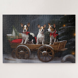 Puzzle Térrier Rat Neigeux Traîneau Noël Décoration de No