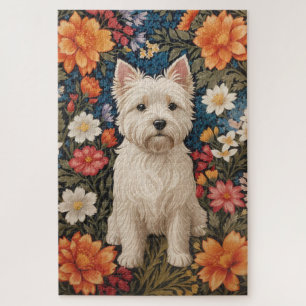 Puzzle Térrier West Highland élégant Fleur floral coloré
