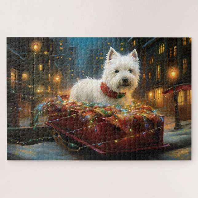 Puzzle Terrier West Highland White Noël Festif (Horizontal)