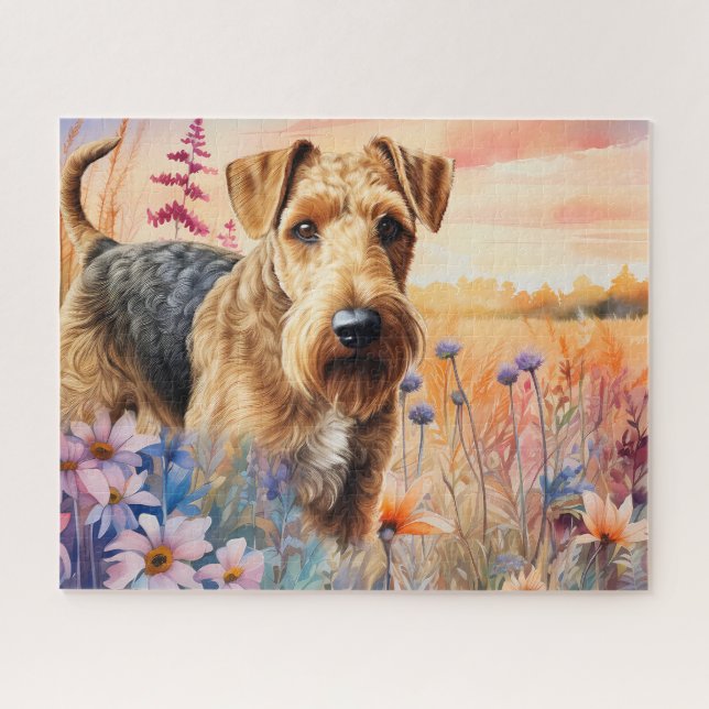 Puzzle Tervueren Airedale dans une prairie de fleurs sauv (Horizontal)