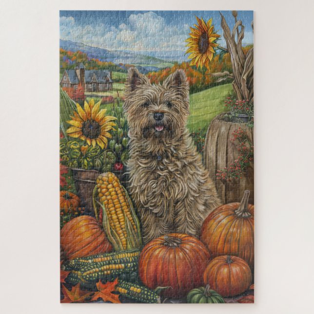 Puzzle Tervueren Cairn Terrier Chien Récolte d'Automne Ac (Vertical)