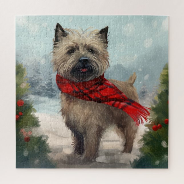 Puzzle Tervueren Cairn Terrier dans la neige Noël (Vertical)