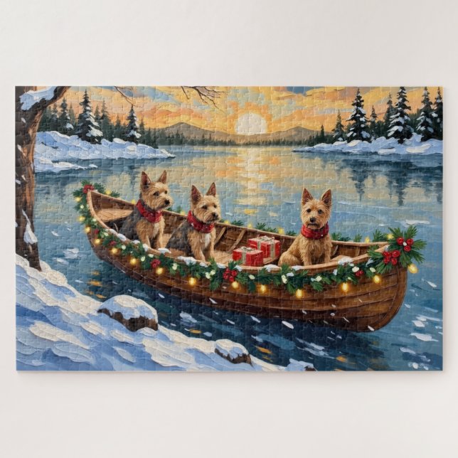 Puzzle Tervueren Fox Terrier Noël Bateau Fêtes (Horizontal)