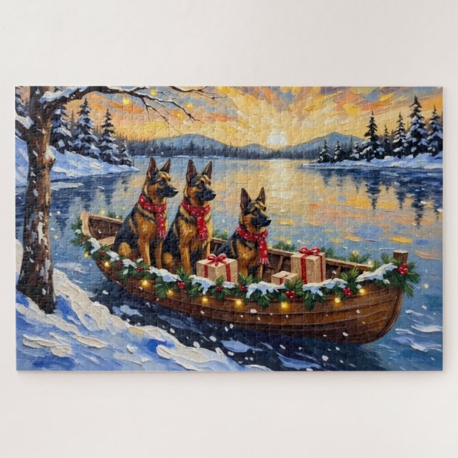 Puzzle Tervuren Berger Belge Bateau de Noël Vacances (Horizontal)