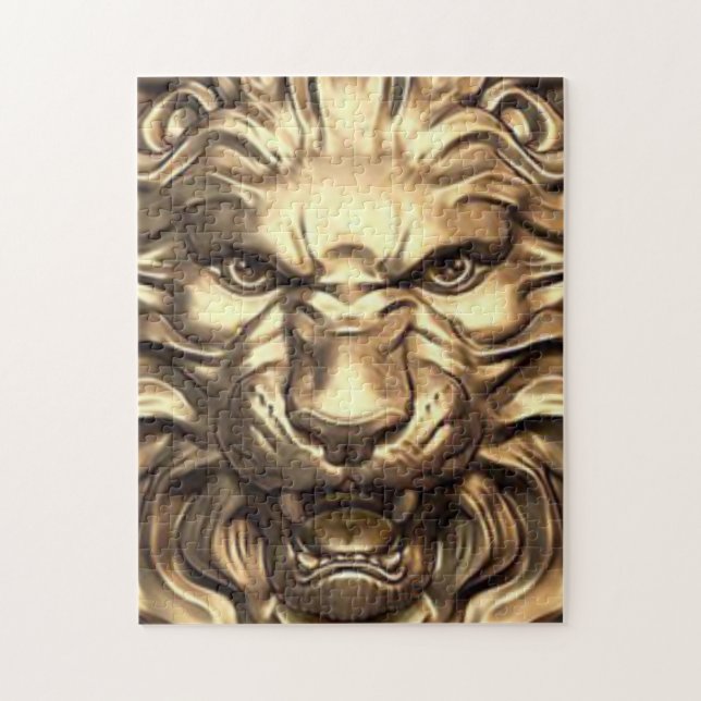 Puzzle Tête de lion doré rugissant (Vertical)