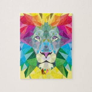 Puzzle Tête de lion géométrique