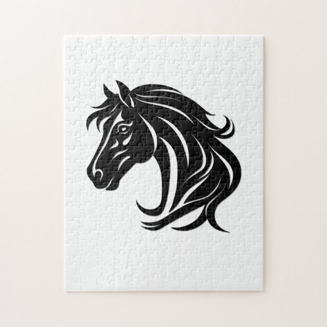 Puzzle Tête de magnifique cheval noir   (Vertical)