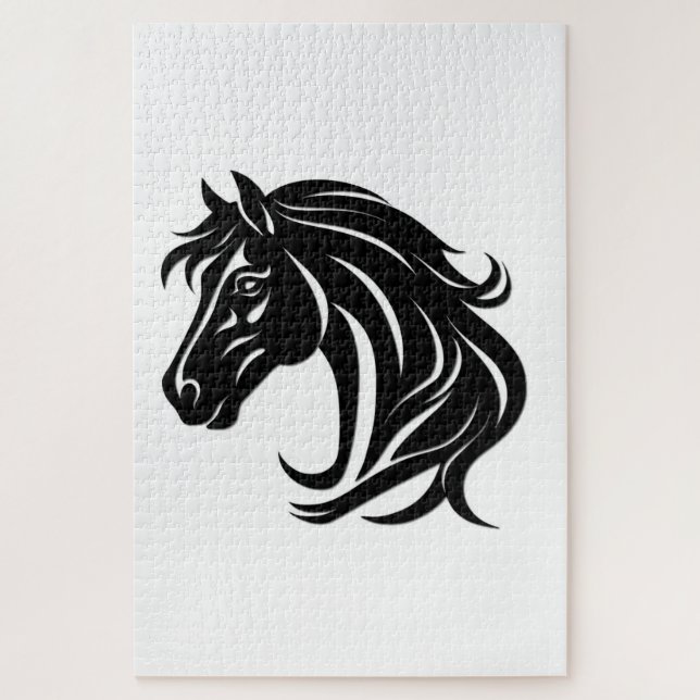 Puzzle Tête de magnifique cheval noir   (Vertical)