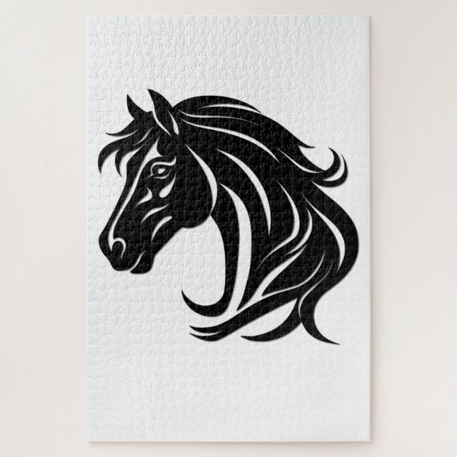 Puzzle Tête de magnifique cheval noir   (Vertical)