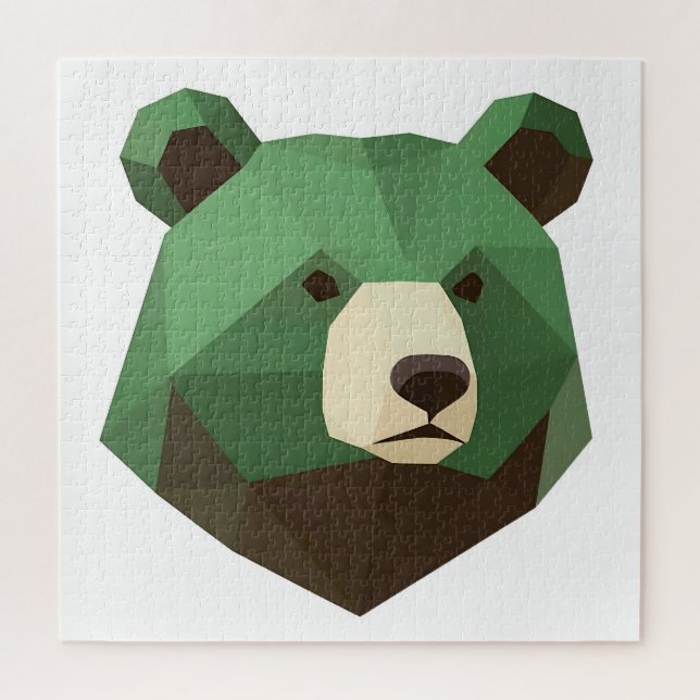 Puzzle Tête d'ours géométrique Low Poly (Vertical)