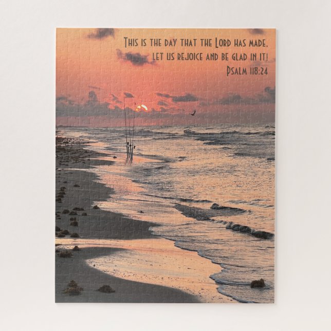 Puzzle Texas Beach Sunrise, Verse de Psalm 118:24 (Vertical)