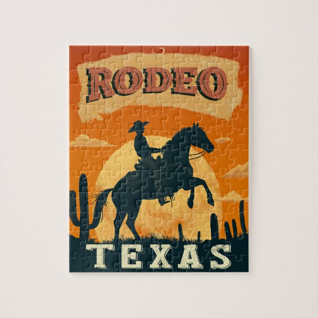 Puzzle Texas Cowboy Rodeo Vintage (Vertical)