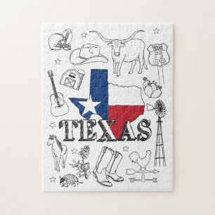 Puzzle Texas Illustration Doodles of Texas Texas Motif
