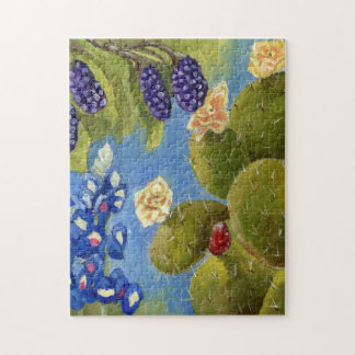 Puzzle Texas Spring Painting Bluebonnets cactus dewberry