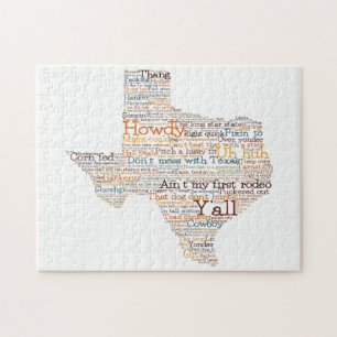 Puzzle Texas USA Slang Word Art Map