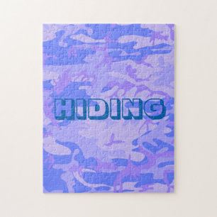 Puzzle Texte Caché Drôle Camouflage Bleu Pastel