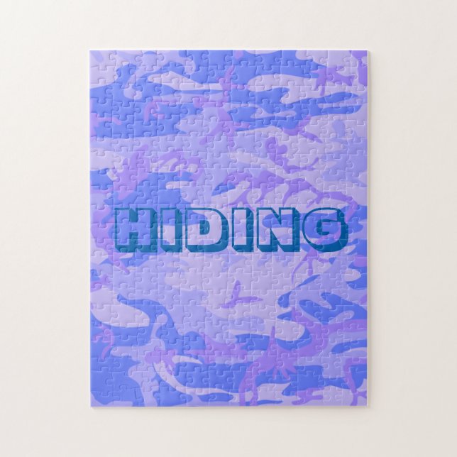 Puzzle Texte Caché Drôle Camouflage Bleu Pastel (Vertical)