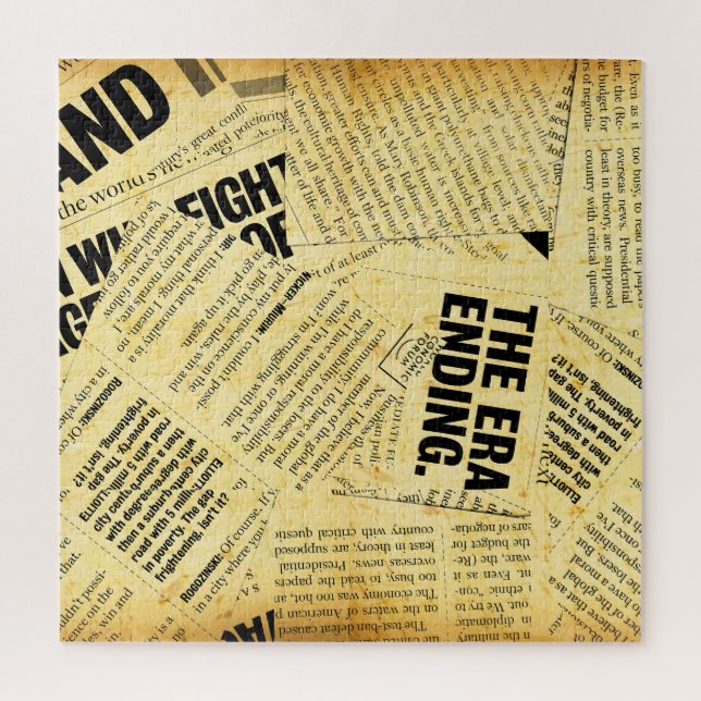 Puzzle Texte du journal de presse avec vieux papier (Vertical)