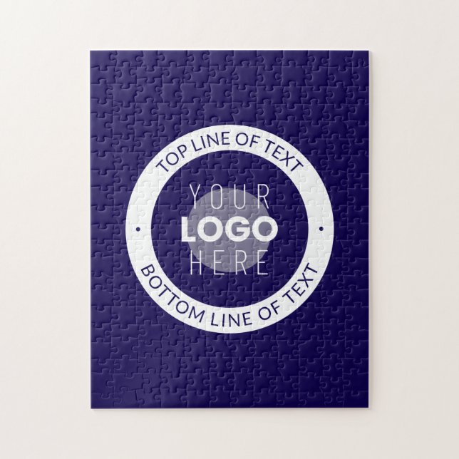 Puzzle Texte et logo personnalisables | Bleu foncé violet (Vertical)