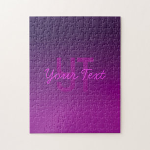 Puzzle Texte Monogrammé Moderne Éditable & Ombre Violet