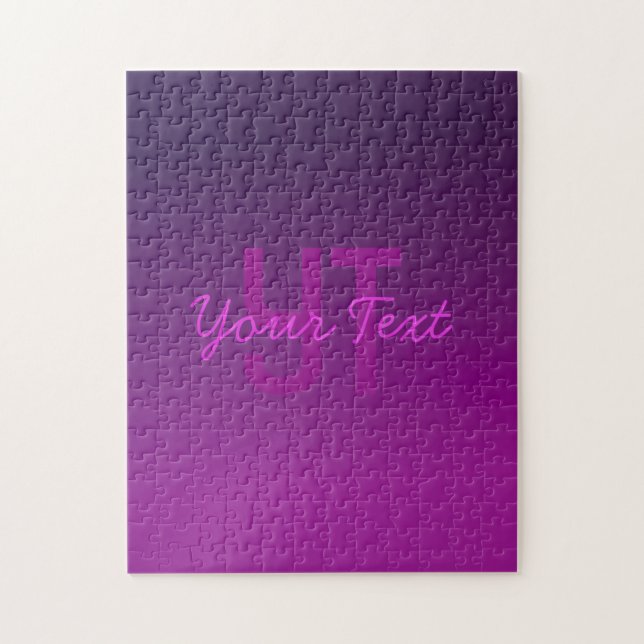 Puzzle Texte Monogrammé Moderne Éditable & Ombre Violet  (Vertical)