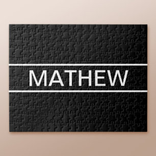 Puzzle Texte personnalisable Moderne Gras Noir & Blanc