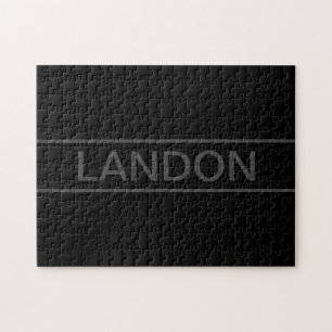 Puzzle Texte personnalisable Noir Moderne Gras & Gris F