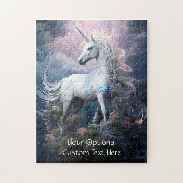 Puzzle Texte personnalisé belle licorne (Vertical)