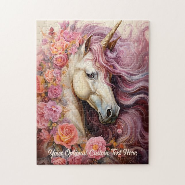 Puzzle Texte personnalisé belle licorne (Vertical)