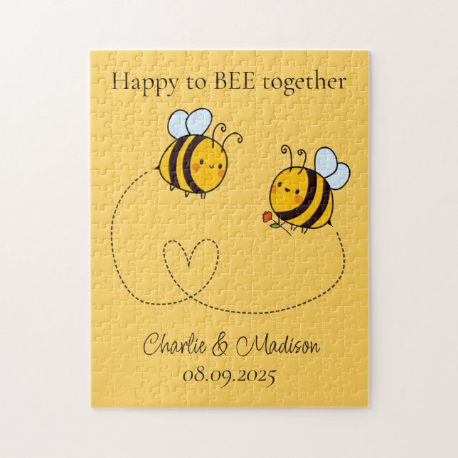 Puzzle Texte personnalisé Happy Love Bees (Vertical)