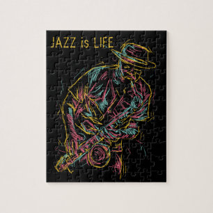 Puzzle Texte personnalisé Jazz Player coloré
