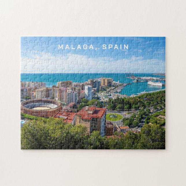 Puzzle Texte Personnalisé Malaga Espagne Areal Photo (Horizontal)