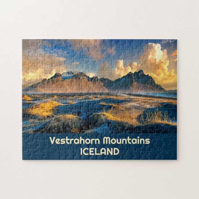 Puzzle Texte personnalisé Montagnes Vestrahorn, Islande (Horizontal)