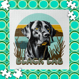 Puzzle Texte Vintage Black Labrador Retriever