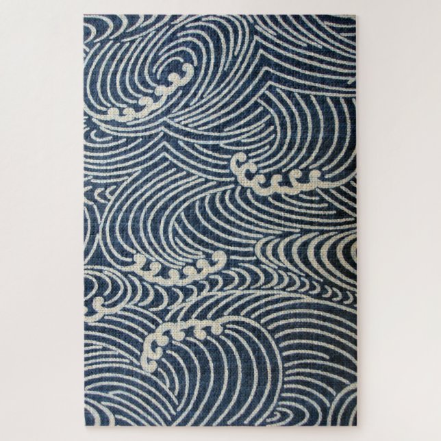 Puzzle Textile japonais vintage, Motif de vague (Vertical)