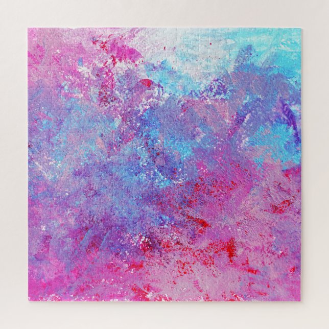 Puzzle Texture créative bleu-rose, taches de peinture. (Vertical)