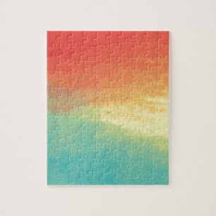 Puzzle Texture d'aquarelle d'Ombre - Teal, jaune, corail